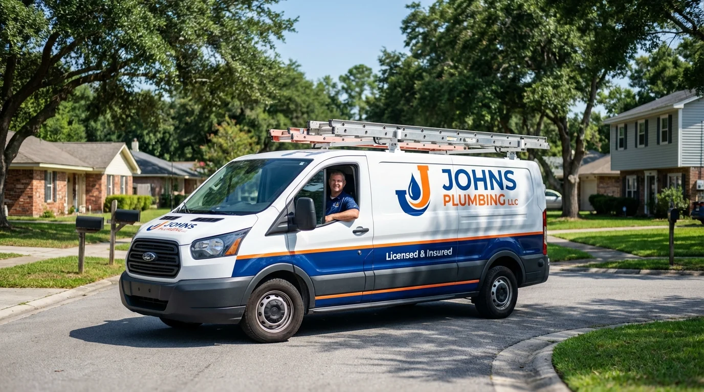 Johns Plumbing LLC service van in Palmer, TX