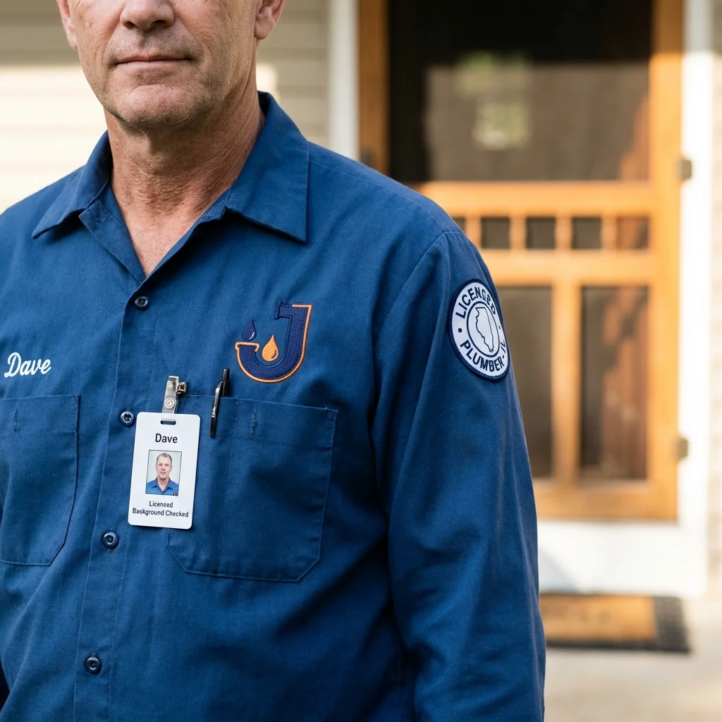 Licensed plumber showing ID badge in Palmer, TX